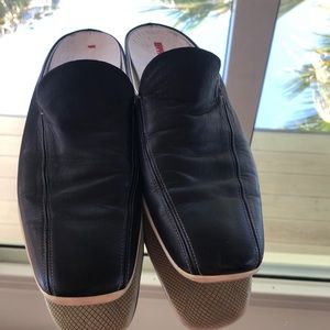Authentic Prada Black Leather Mules Slides Flats